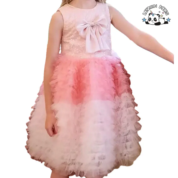 LEZONKIDS - Vestidos de Princesa de Saia de Bola Sem Manga de Luxo de Alta Qualidade para Crianças para Festa de Aniversário